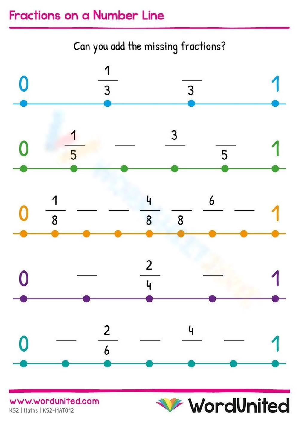 Printable Grade 4 Fractions On A Number Line Worksheets Download