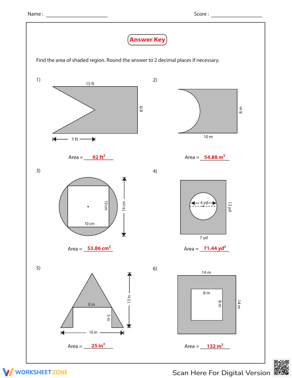 Printable Grade 6 Easter Area Of Compound Shapes Worksheets