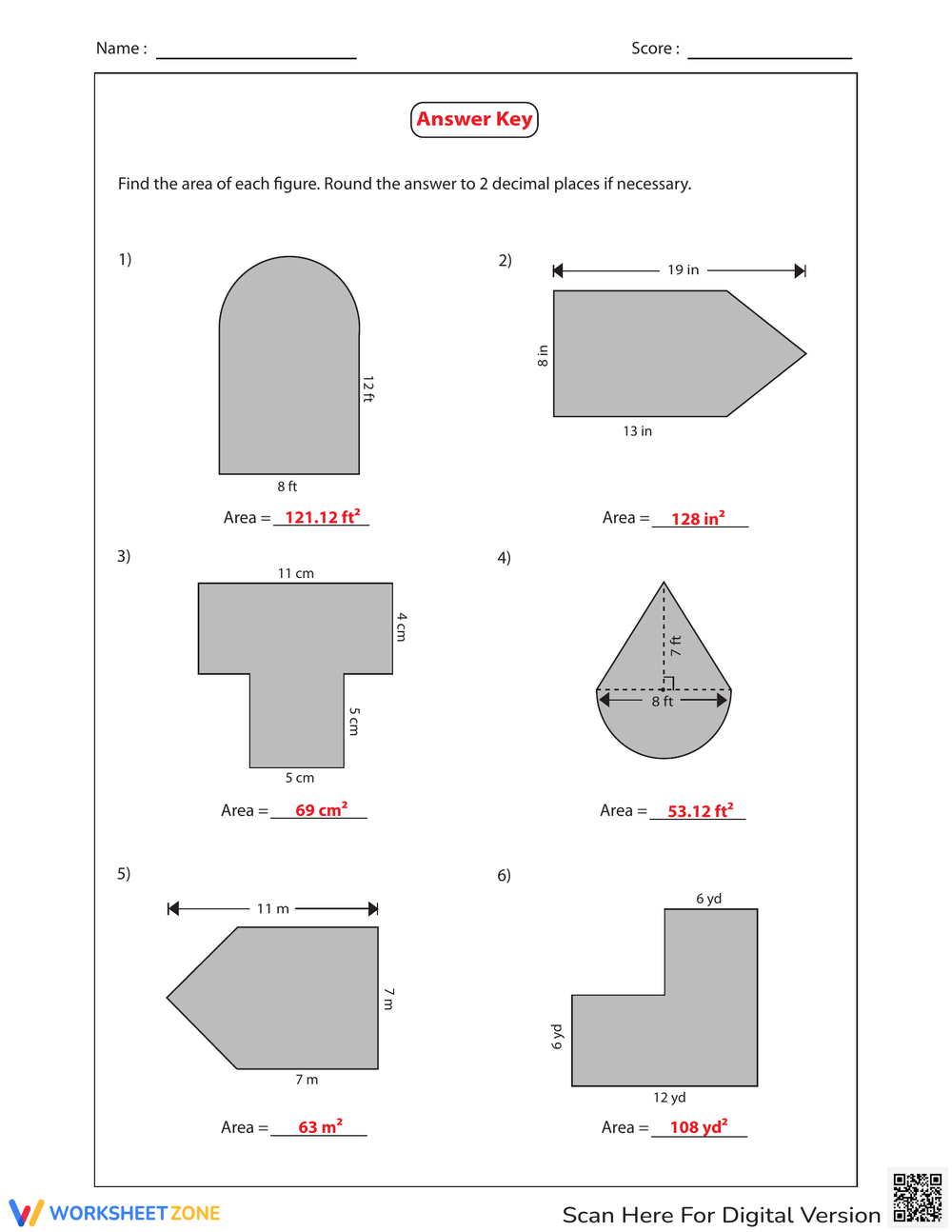Printable Grade 6 Easter Area Of Compound Shapes Worksheets