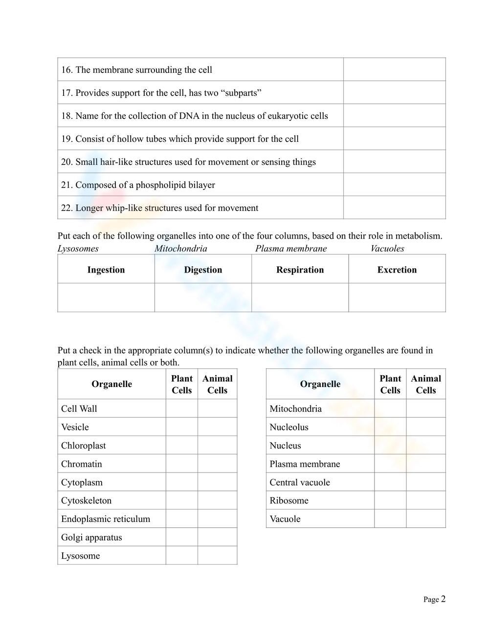 cell organelles worksheet cell organelles worksheet
