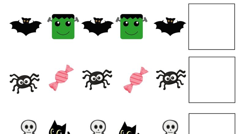 Printable Halloween Pattern Worksheet Fun Preschool Or Kindergarten Halloween Activity Finish The Pattern Activity For Kids Etsy