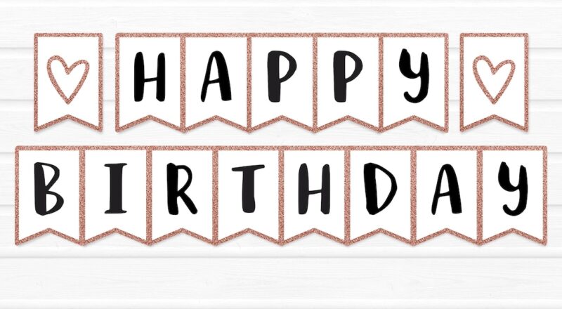 Printable Happy Birthday Banner INSTANT DOWNLOAD DIY Rose Gold Bday Party Decor Etsy