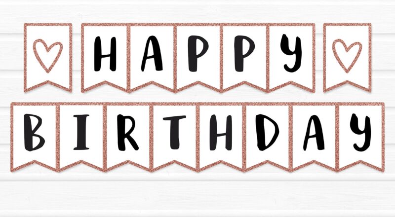 Printable Happy Birthday Banner INSTANT DOWNLOAD DIY Rose Gold Bday Party Decor Etsy Sweden