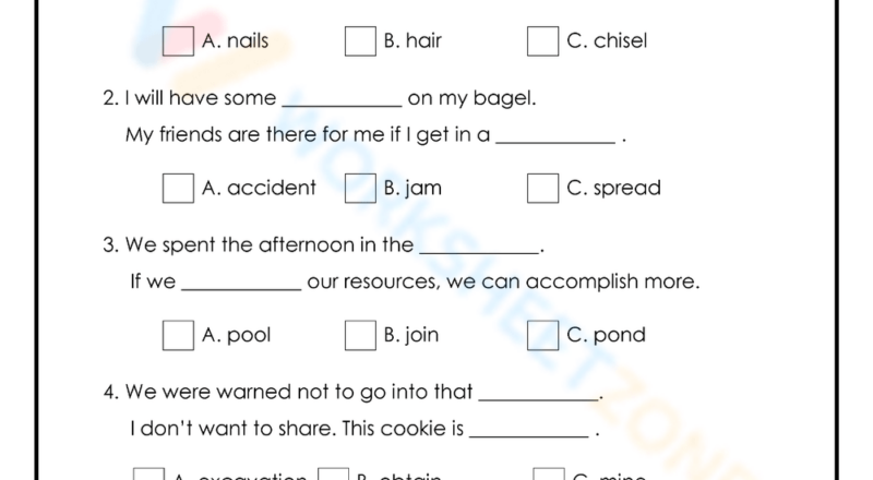 Printable Multiple Meaning Words Worksheets Download