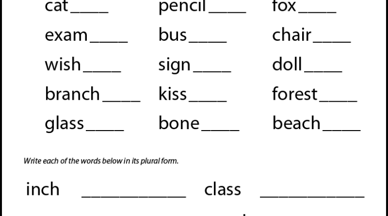 Printable Plural Nouns Worksheets For Kids Tree Valley Academy