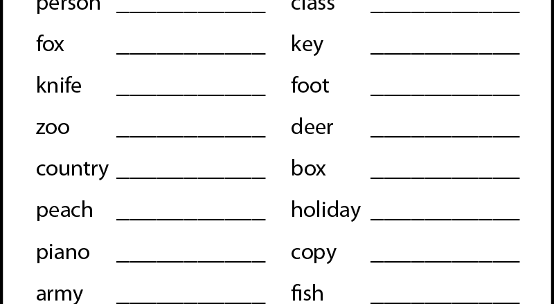 Printable Plural Nouns Worksheets For Kids Tree Valley Academy