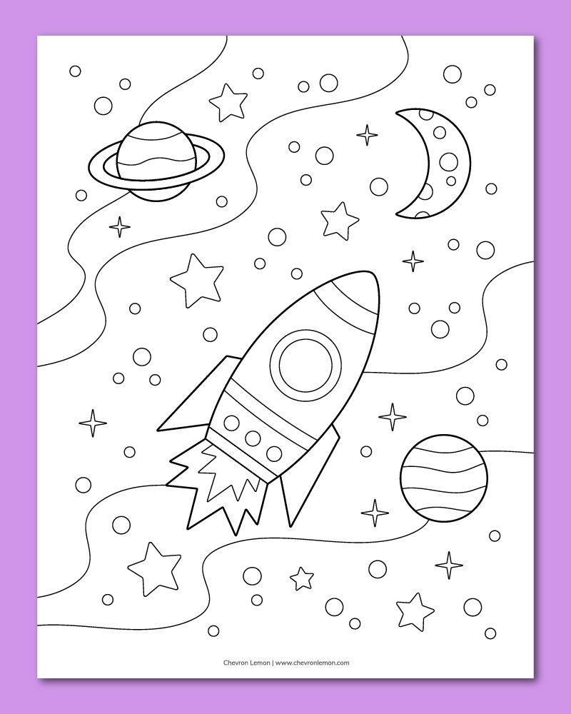 Printable Space Coloring Page Chevron Lemon
