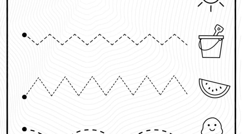 Printable Summer Line Tracing Preschool Fine Motor Skills Tracing Lines Worksheet Etsy