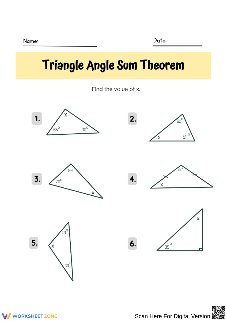 Printable Triangle Sum Theorem Worksheets