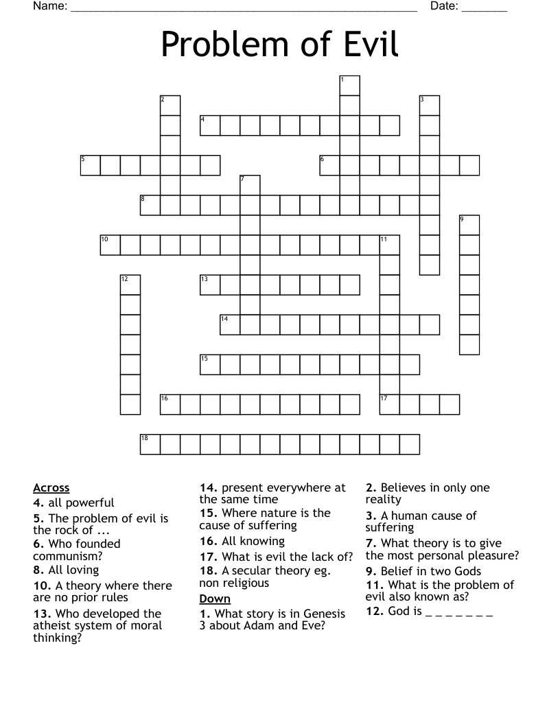 Problem Of Evil Crossword WordMint Problem Of Evil Crossword WordMint