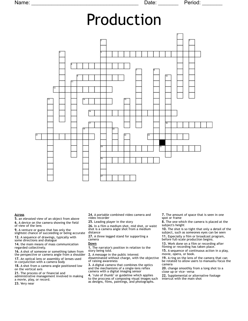 Production Crossword WordMint Production Crossword WordMint