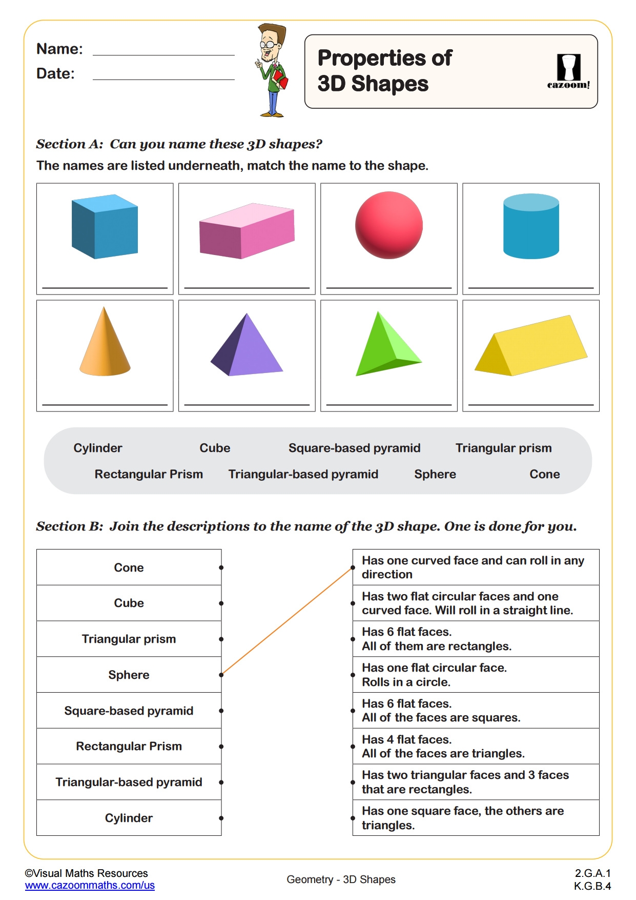 3d shapes worksheet