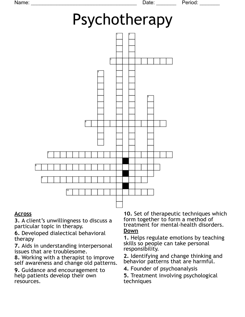 Psychotherapy Crossword WordMint