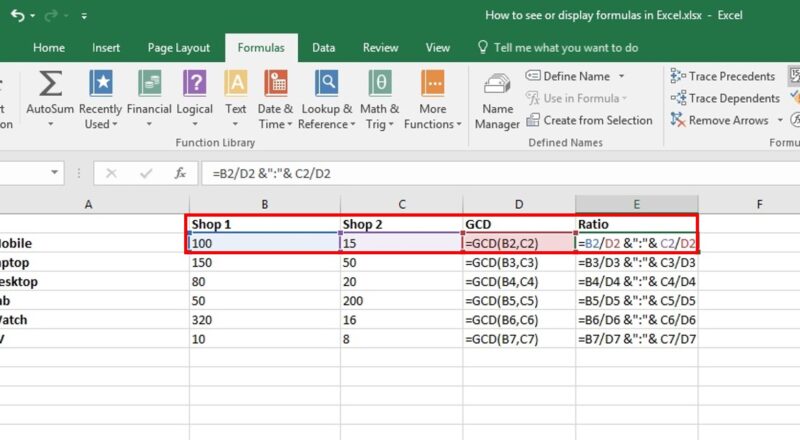 Quick Way To Display Show Formulas In Excel Show Formula In Excel