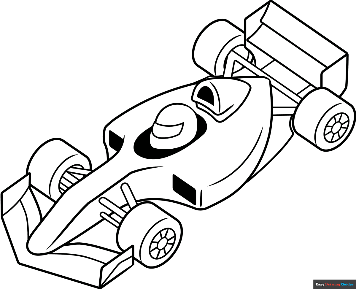 Race Car Coloring Page Easy Drawing Guides Race Car Coloring Page Easy Drawing Guides