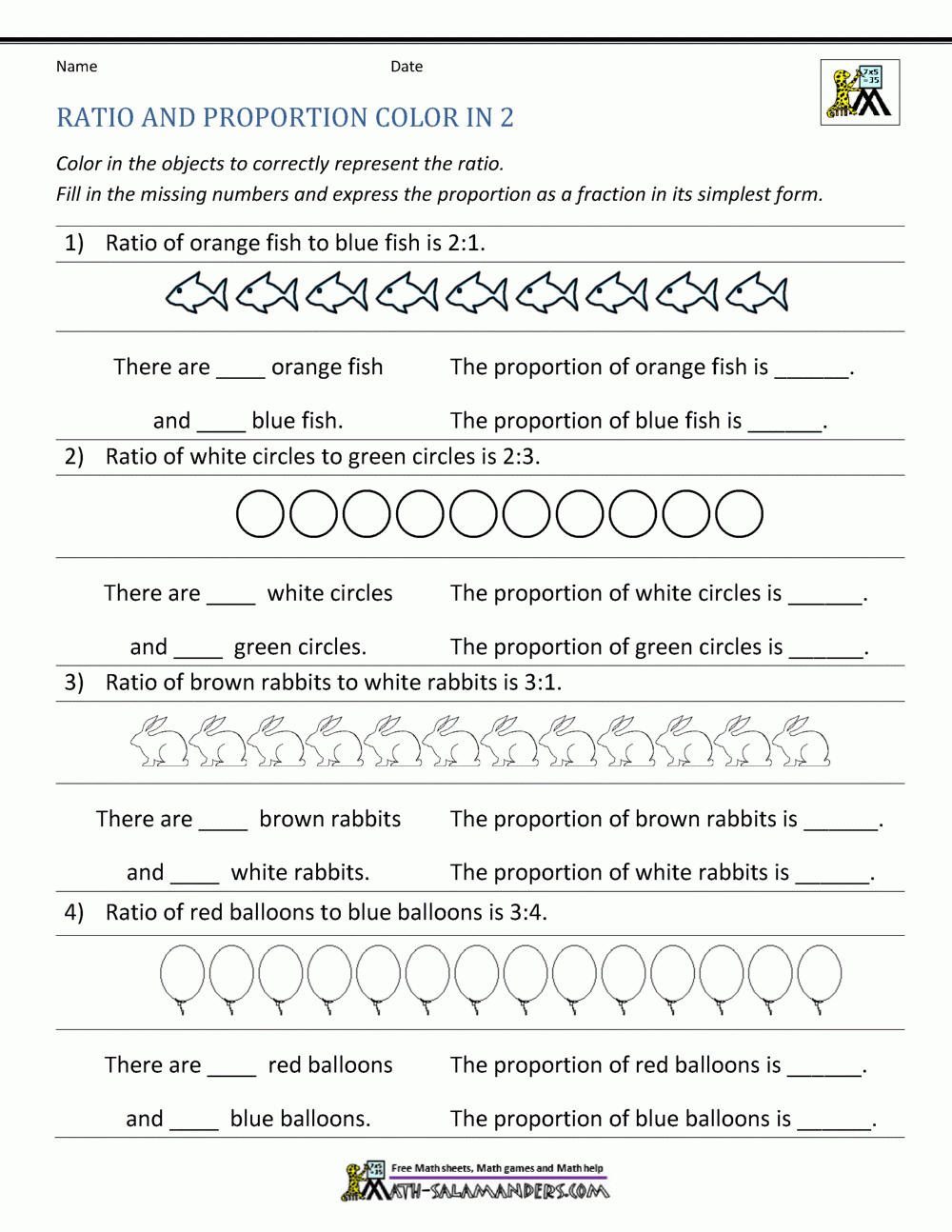Ratio And Proportion Worksheet