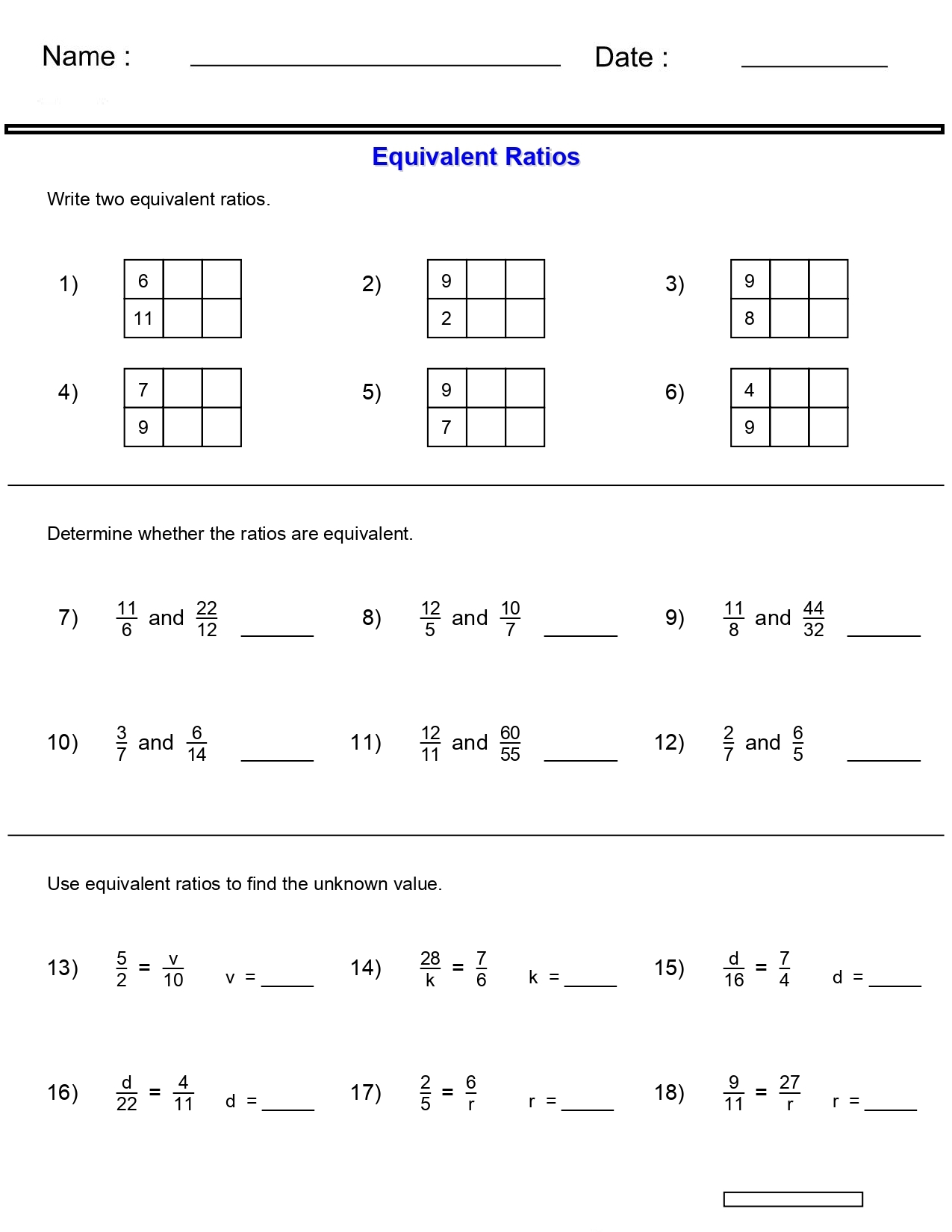 Ratio Worksheets Equivalent Ratio Worksheets Write Two Equivalent Ratios Made By Teachers Ratio Worksheets Equivalent Ratio Worksheets Write Two Equivalent Ratios Made By Teachers