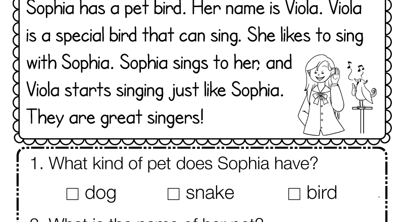 Reading Comprehension Worksheet Free Printable Digital PDF