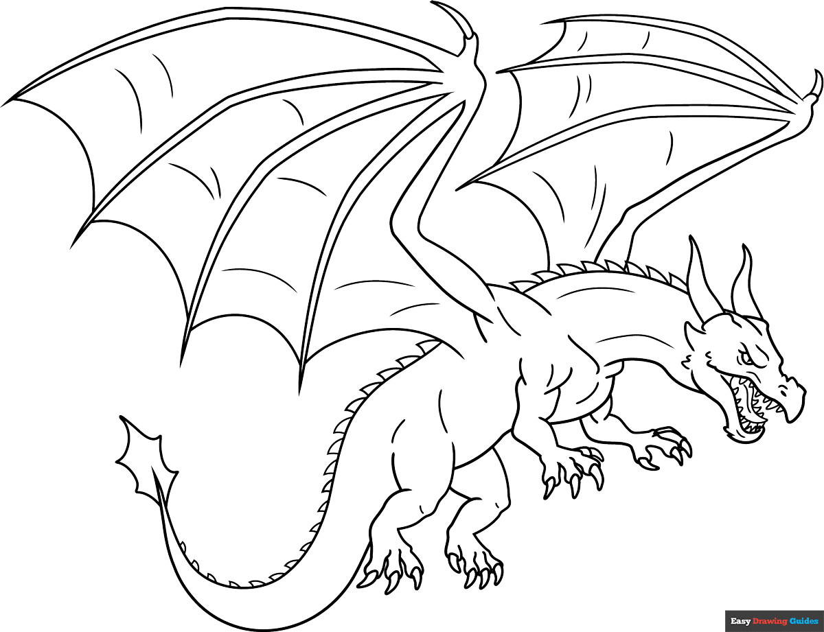Realistic Dragon Coloring Page Easy Drawing Guides Realistic Dragon Coloring Page Easy Drawing Guides