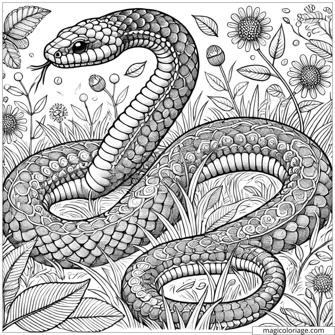 Realistic Snake Coloring In The Grass Realistic Snake Coloring In The Grass
