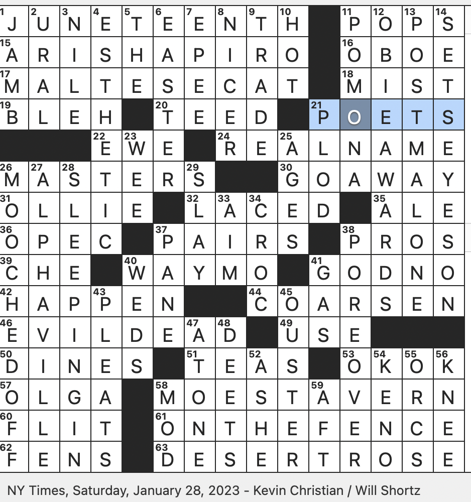 Rex Parker Does The NYT Crossword Puzzle Bluish gray Pet SAT 1 28 23 Self driving Car Company That Started As A Google Project Cousin Of Spanish Chirim a Or Italian Piffero Horror Rex Parker Does The NYT Crossword Puzzle Bluish gray Pet SAT 1 28 23 Self driving Car Company That Started As A Google Project Cousin Of Spanish Chirim a Or Italian Piffero Horror