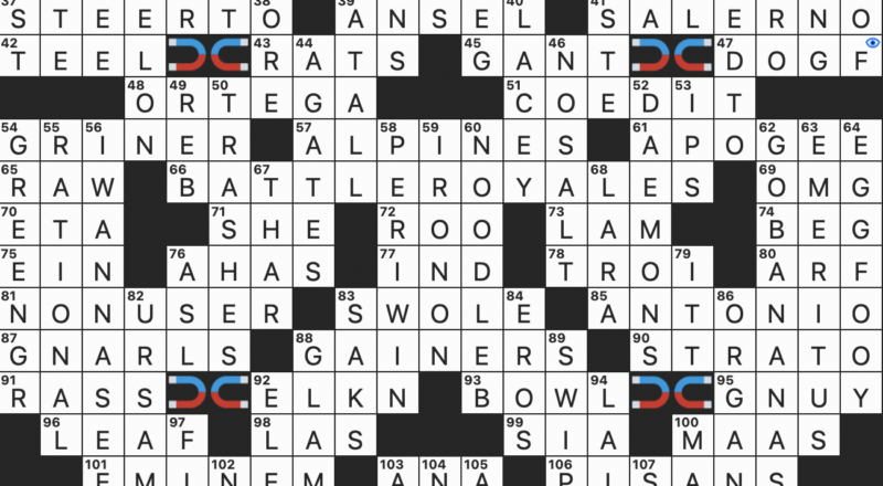 Rex Parker Does The NYT Crossword Puzzle Break Slangily SUN 6 8 25 Beefy As Gym Bros Tall Chic Woman Hardy Mountain Plants Lesser Deities In Greek Mythology