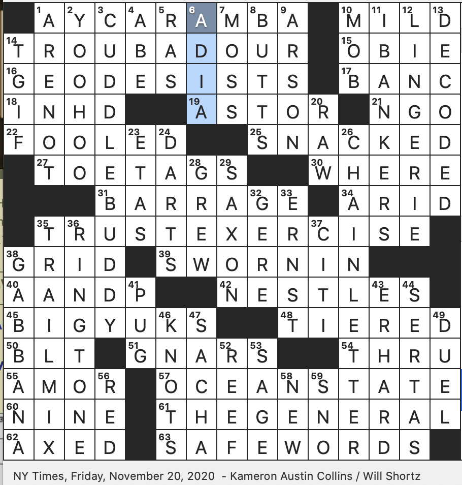 Rex Parker Does The NYT Crossword Puzzle German Leader After Adenauer FRI 11 20 20 Spanish Opposite Of Odio Old English Dialect Requests Made To Latecomers In Brief Classic