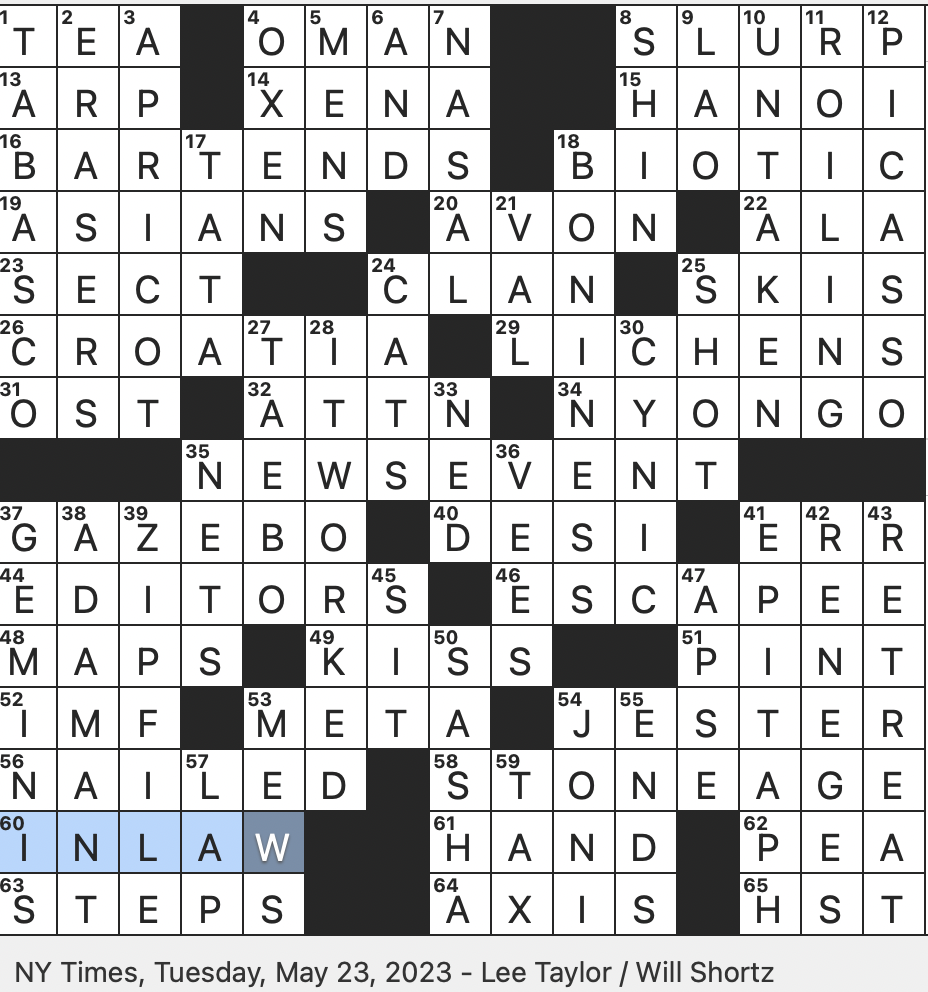 Rex Parker Does The NYT Crossword Puzzle German Sunrise Direction TUE 5 23 23 Dada Artist Jean Poets 10 Serves Drinks Karate like Exercise Program Rex Parker Does The NYT Crossword Puzzle German Sunrise Direction TUE 5 23 23 Dada Artist Jean Poets 10 Serves Drinks Karate like Exercise Program