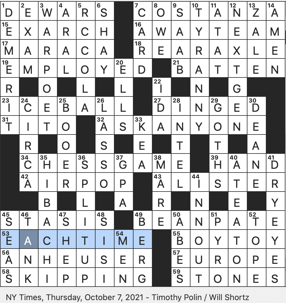 Rex Parker Does The NYT Crossword Puzzle Provincial Governor In The Byzantine Empire THU 10 7 21 Harmless Rattler Frozen Asteroid Or Planet Dispensable Young Beau First Soft Drink