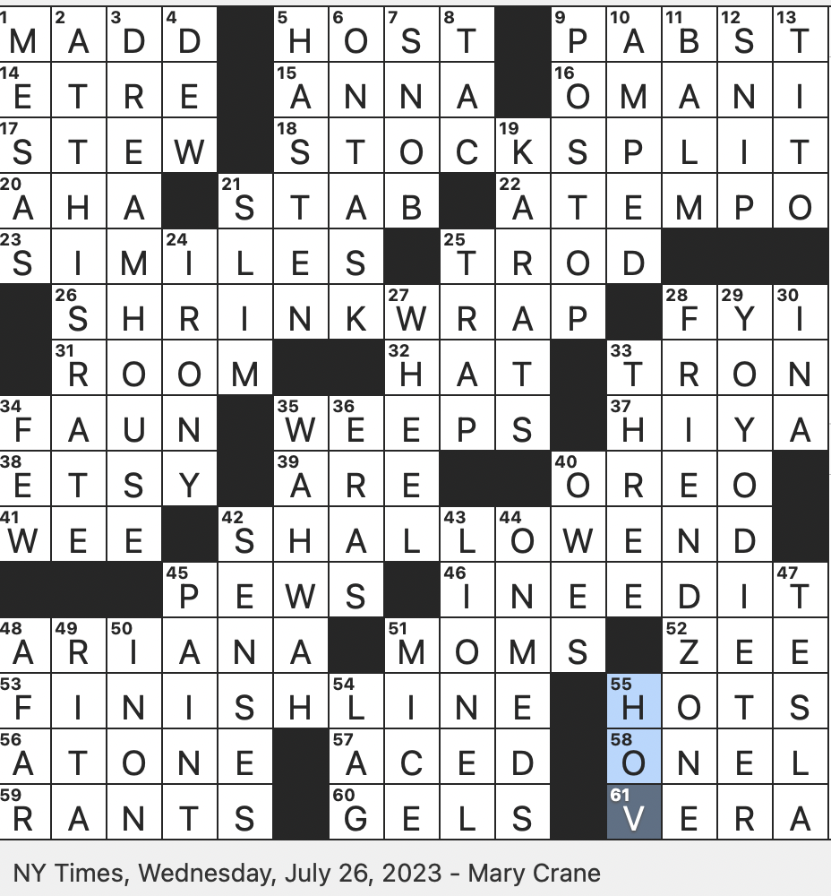 Rex Parker Does The NYT Crossword Puzzle They Use like In A Non Valley Girl Way WED 7 26 23 What A Communion Wafer Represents With The Return To Original Speed Musically 