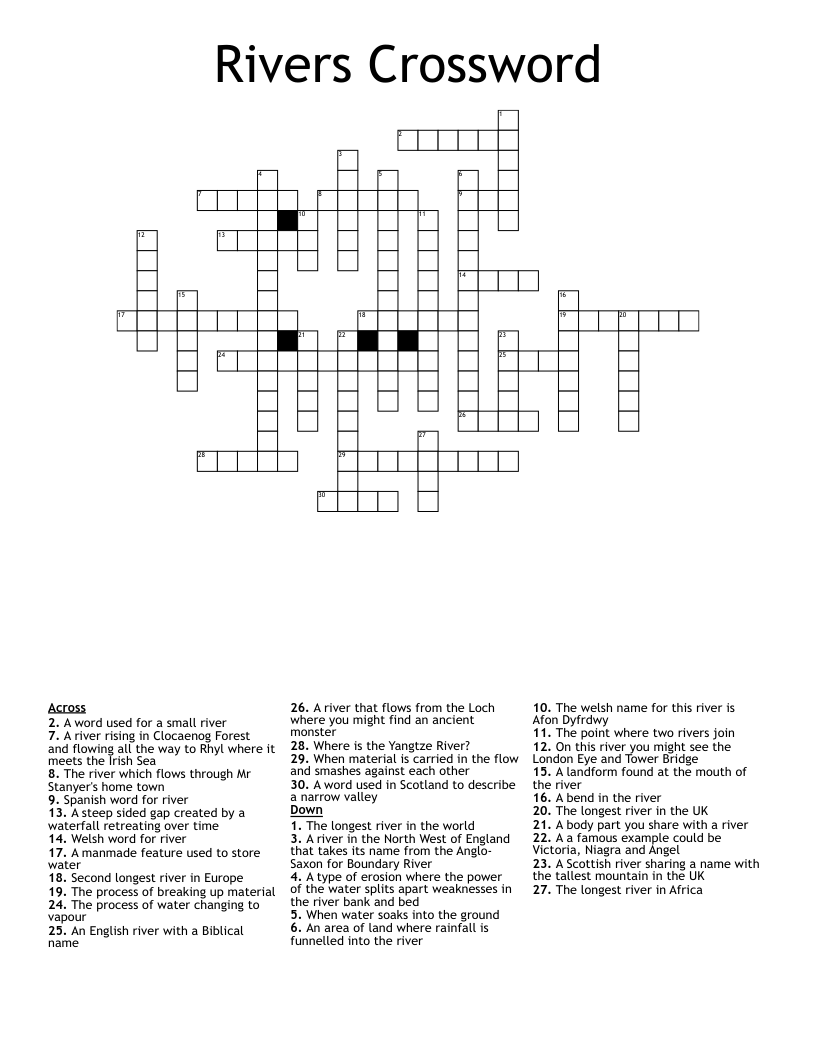 Rivers Crossword WordMint Rivers Crossword WordMint