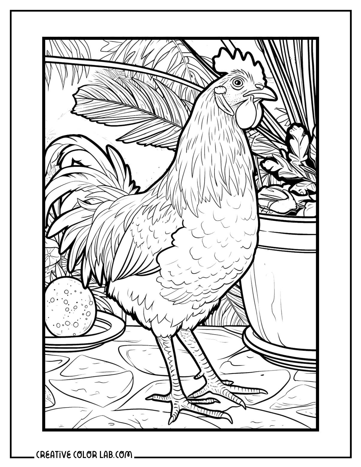 Rooster Hen Chicken Coloring Pages PDFs To Download