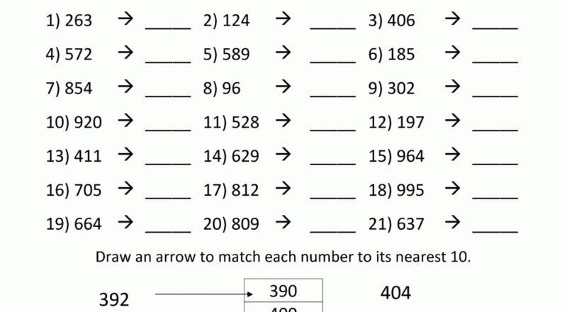 Rounding To The Nearest 10 Worksheets