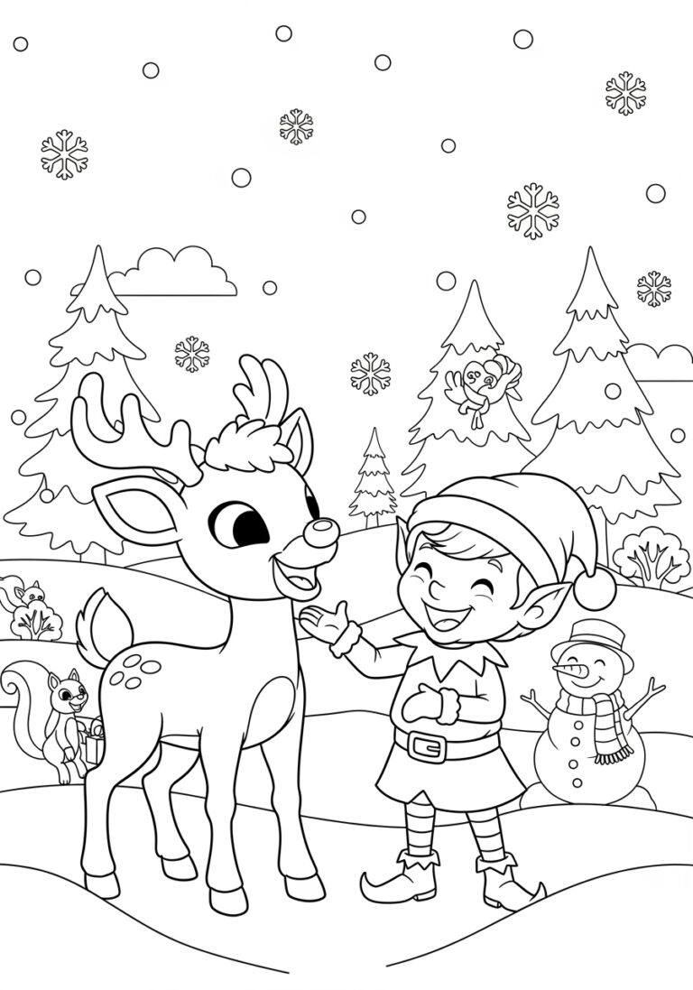 Rudolph The Red Nosed Reindeer Classic Coloring Page