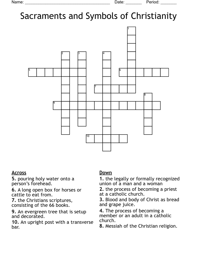 Sacraments And Symbols Of Christianity Crossword WordMint