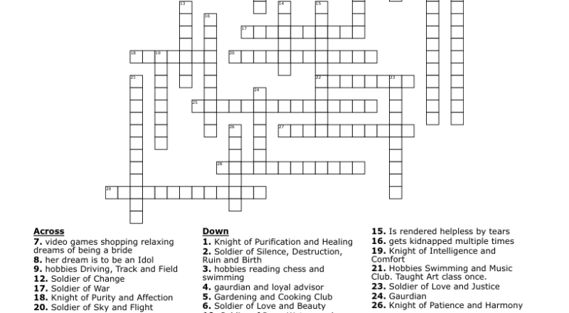 Sailor Moon Crossword WordMint