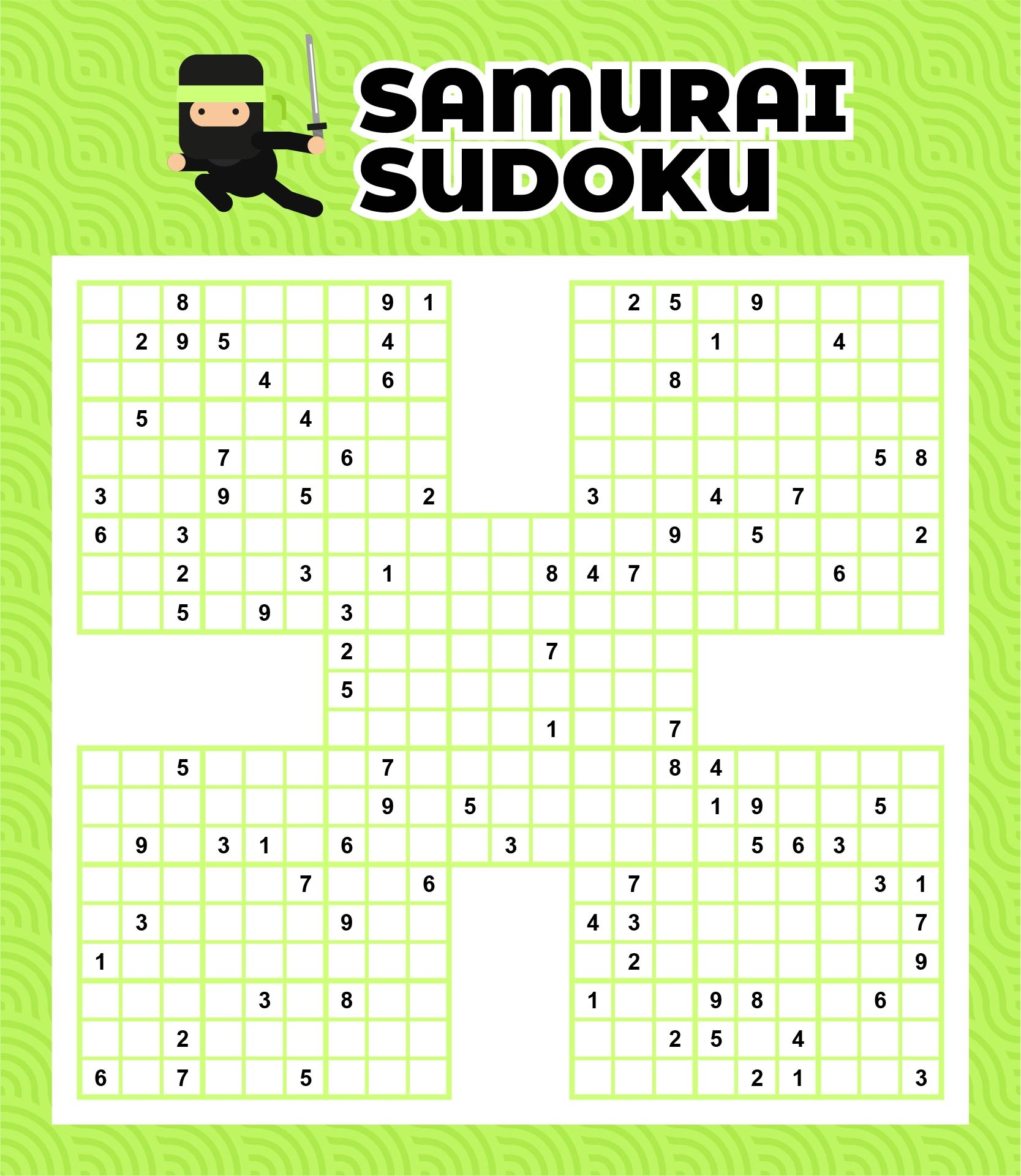 printable samurai sudoku