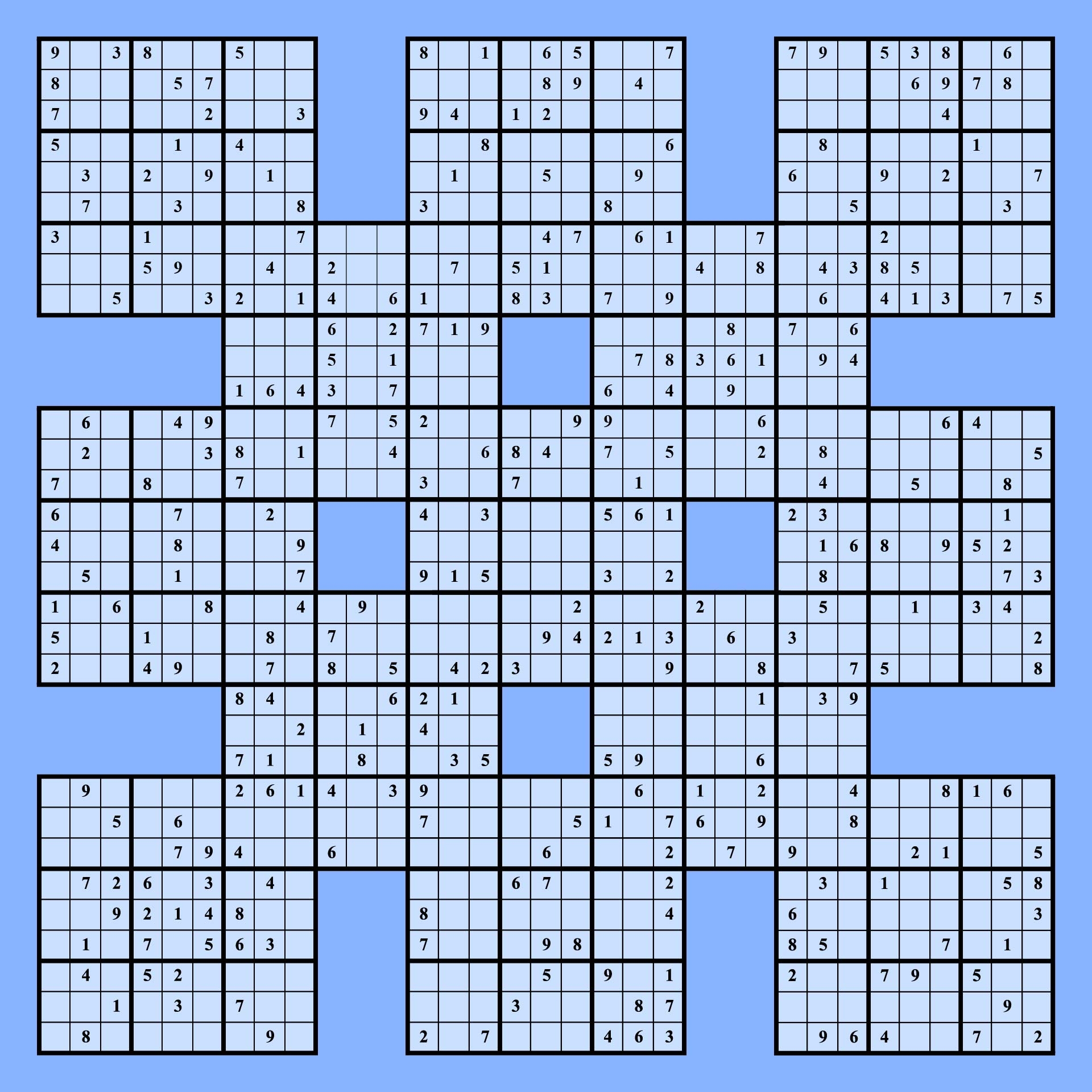 samurai sudoku printable samurai sudoku printable