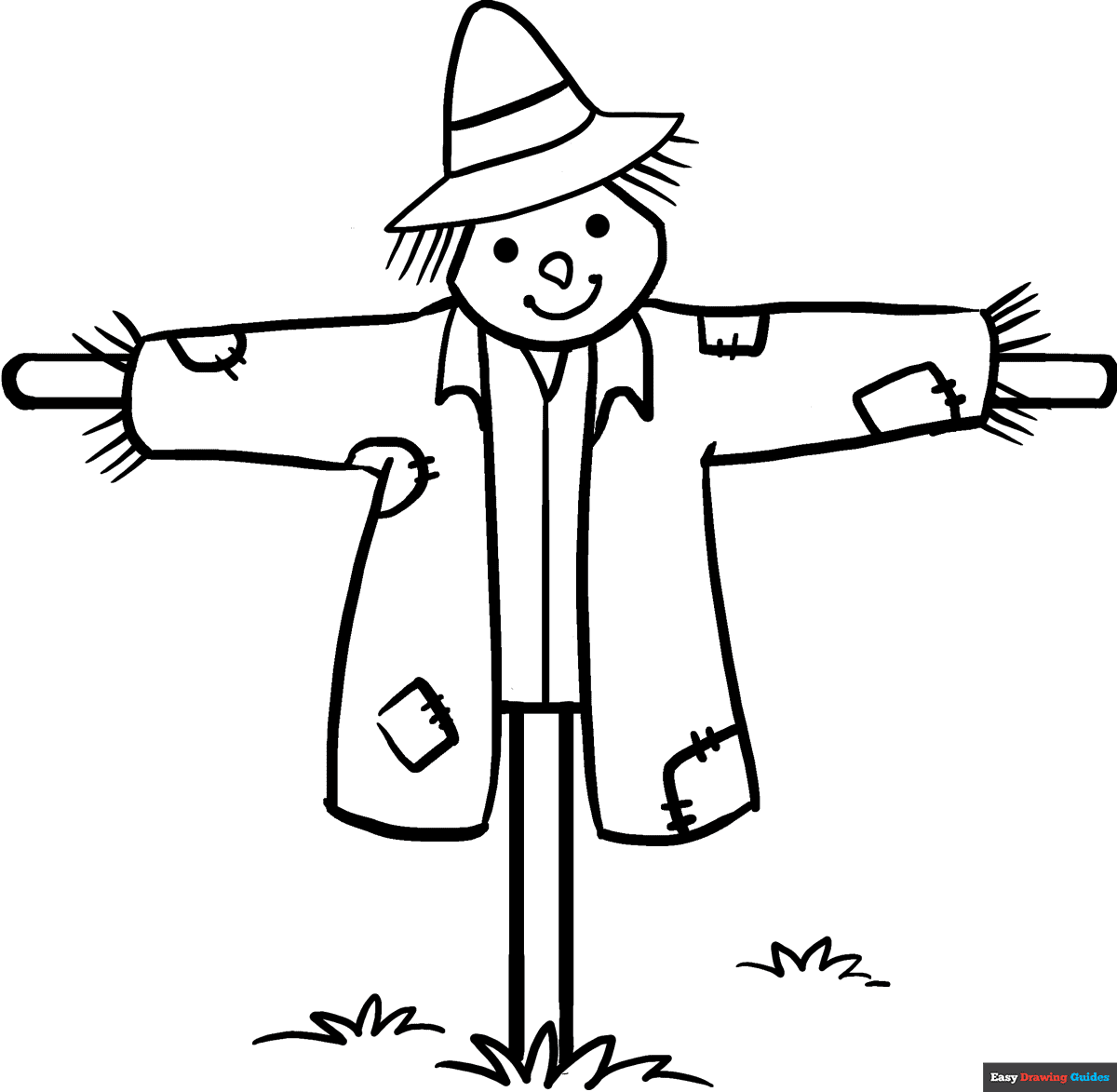 Scarecrow Coloring Page Easy Drawing Guides Scarecrow Coloring Page Easy Drawing Guides