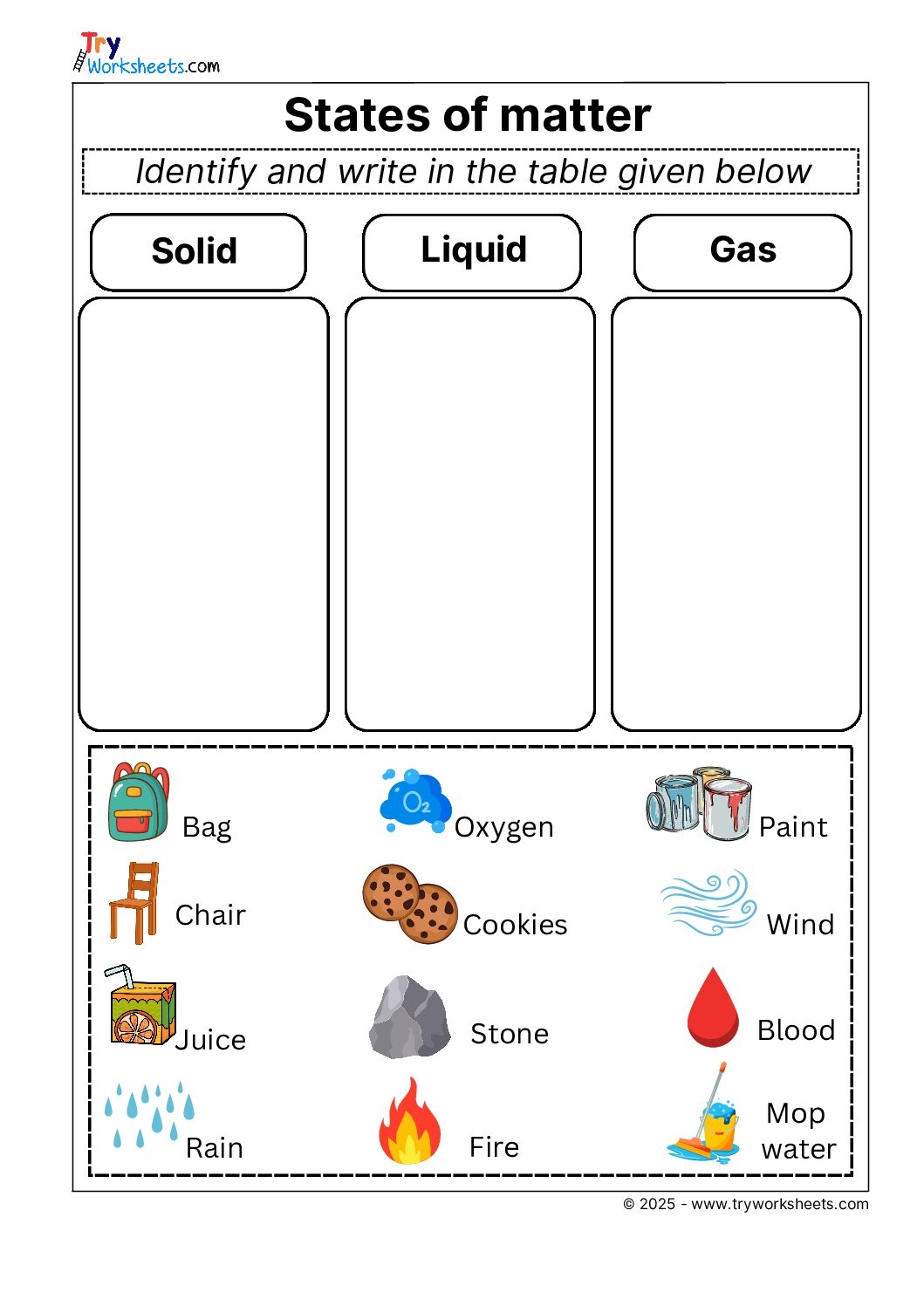 Science Grade 3 Worksheets Identify State Of Matter Try Worksheets