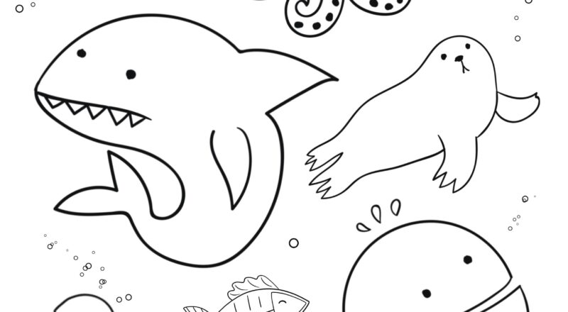Sea Animal Coloring Page Ocean Life Printable PDF Etsy