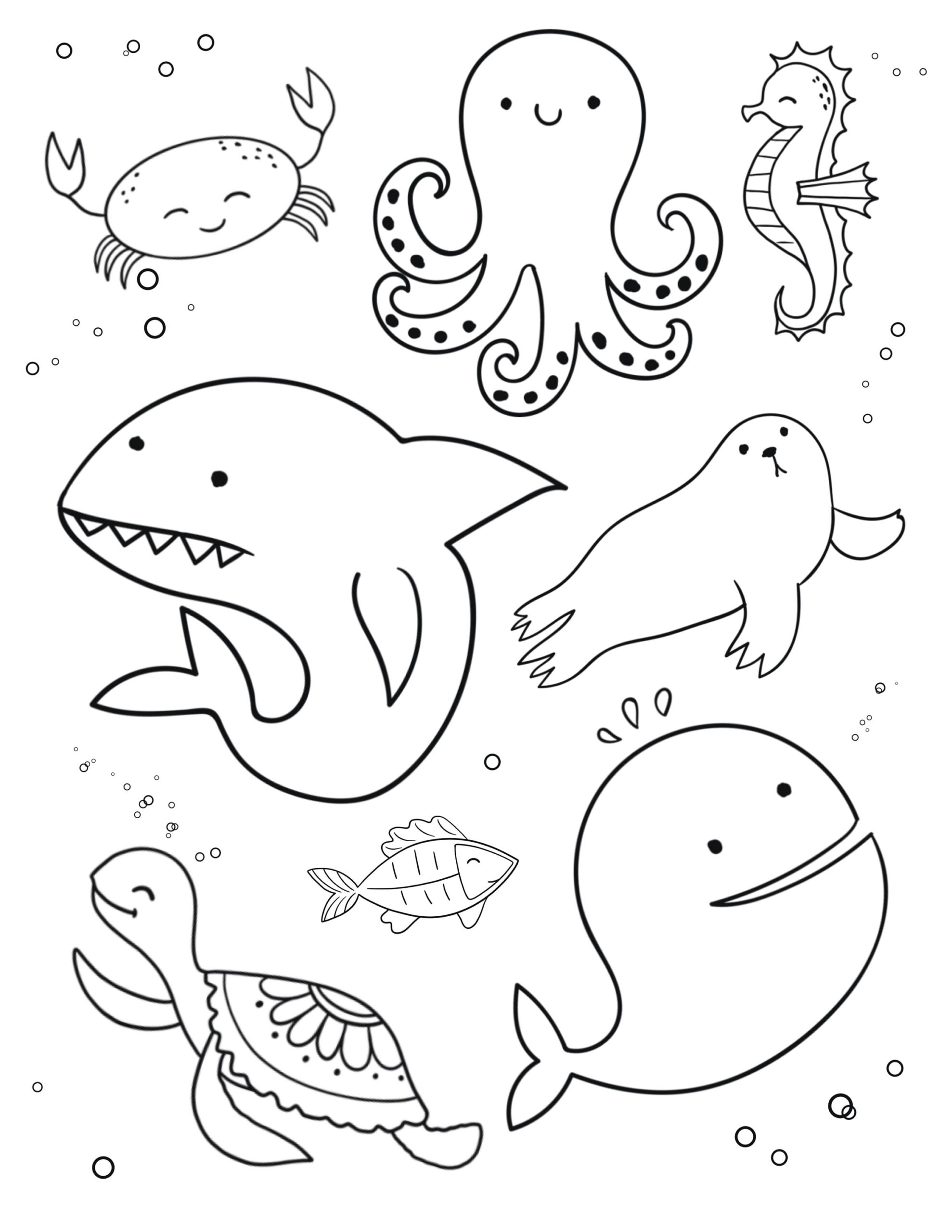 coloring page of ocean animals