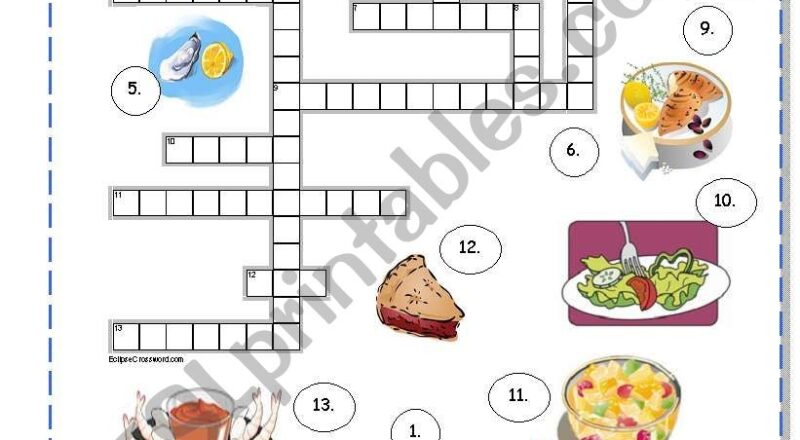 Sea Food And Fish Crossword ESL Worksheet By Borna