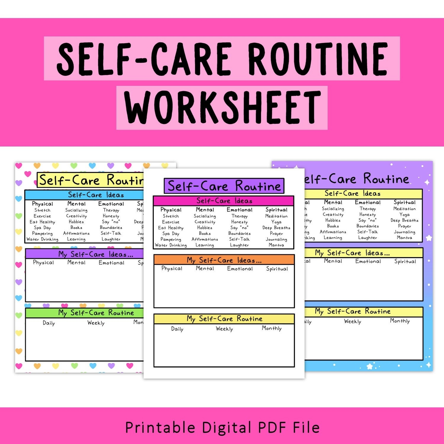 Self care Routine Worksheet Printable Self love Love Yourself Etsy Self care Routine Worksheet Printable Self love Love Yourself Etsy