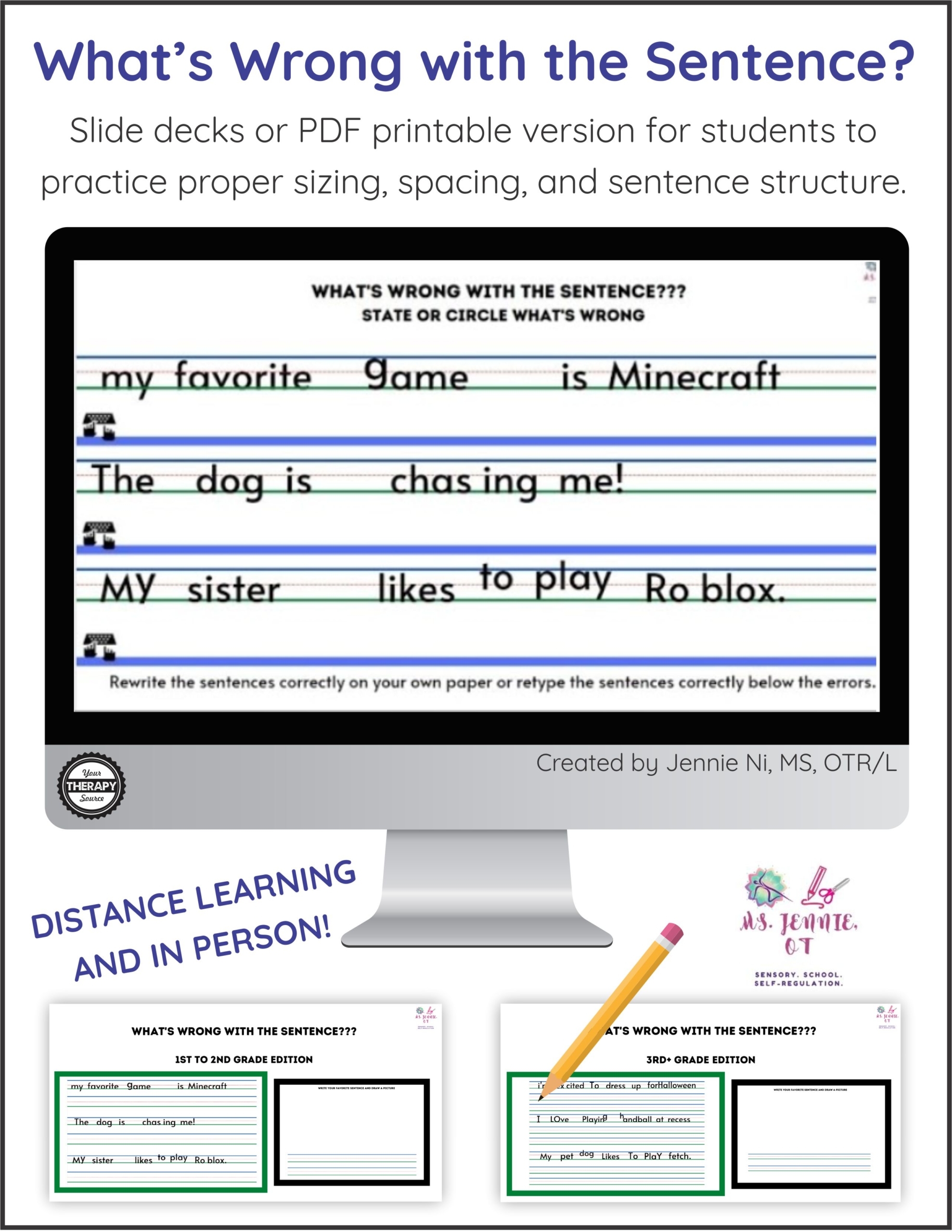 Sentence Correction Worksheets And Slide Deck Your Therapy Source Sentence Correction Worksheets And Slide Deck Your Therapy Source
