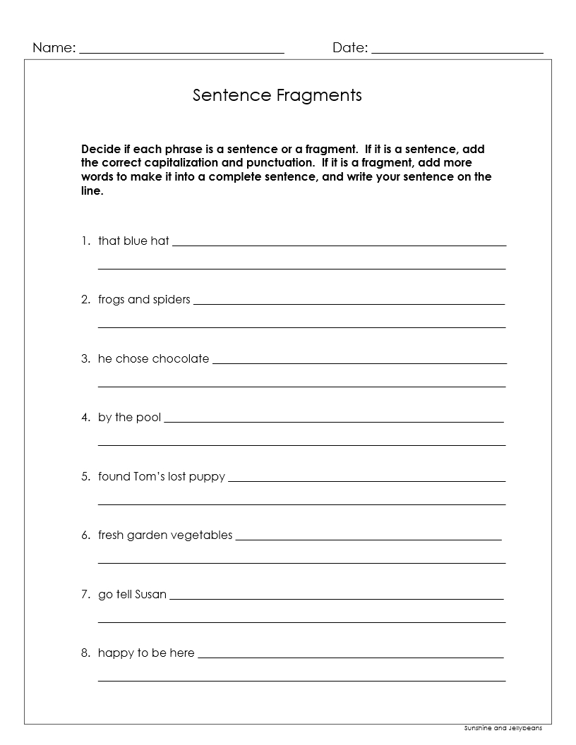 Sentence Fragments Run On Sentences 4 Worksheets Grades 3 4 CCSS Made By Teachers Sentence Fragments Run On Sentences 4 Worksheets Grades 3 4 CCSS Made By Teachers