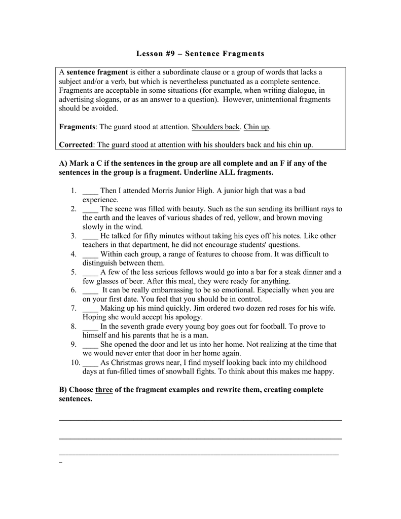 Sentence Fragments Worksheet Grammar Practice Sentence Fragments Worksheet Grammar Practice