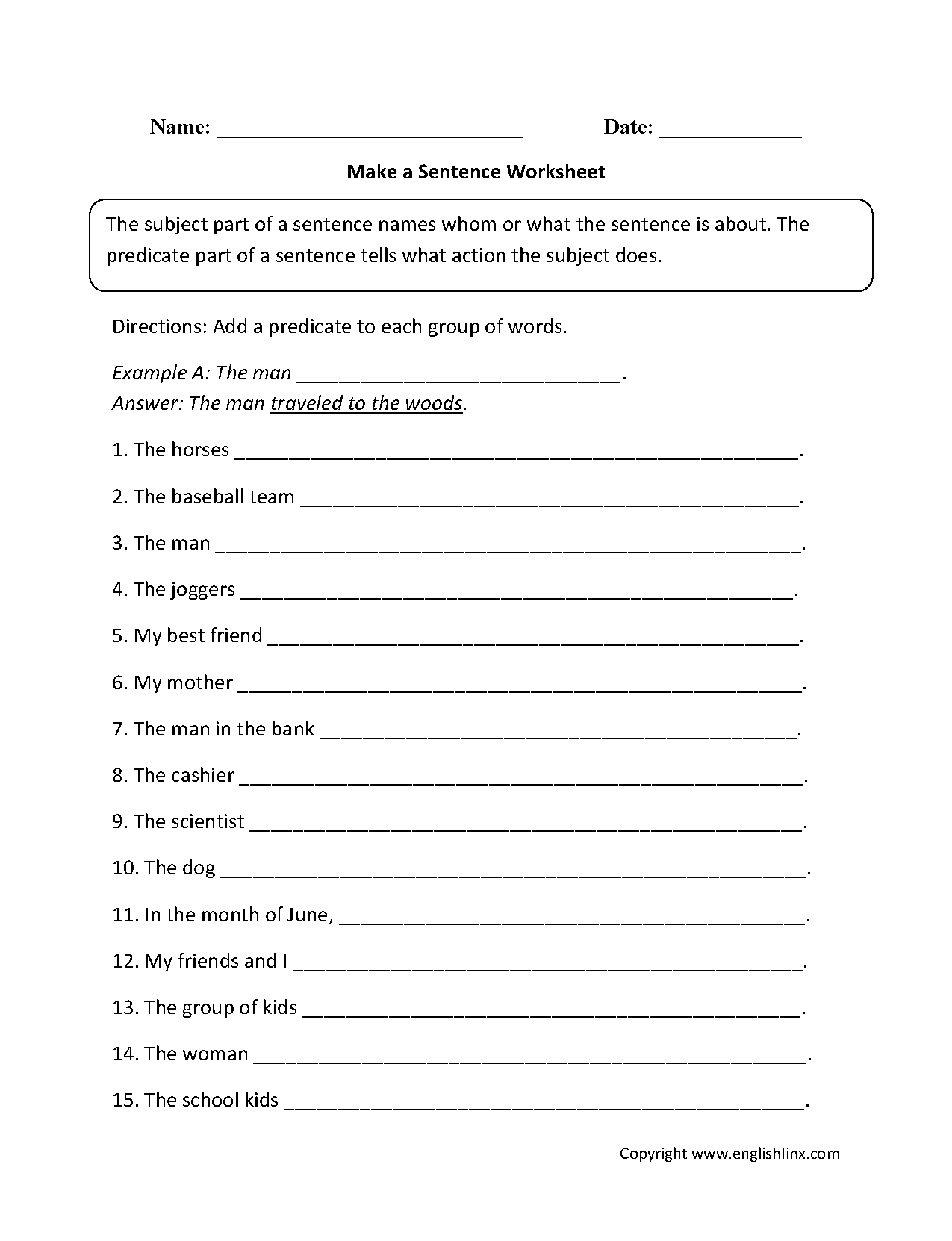 Sentence Structure Worksheets Sentence Building Worksheets