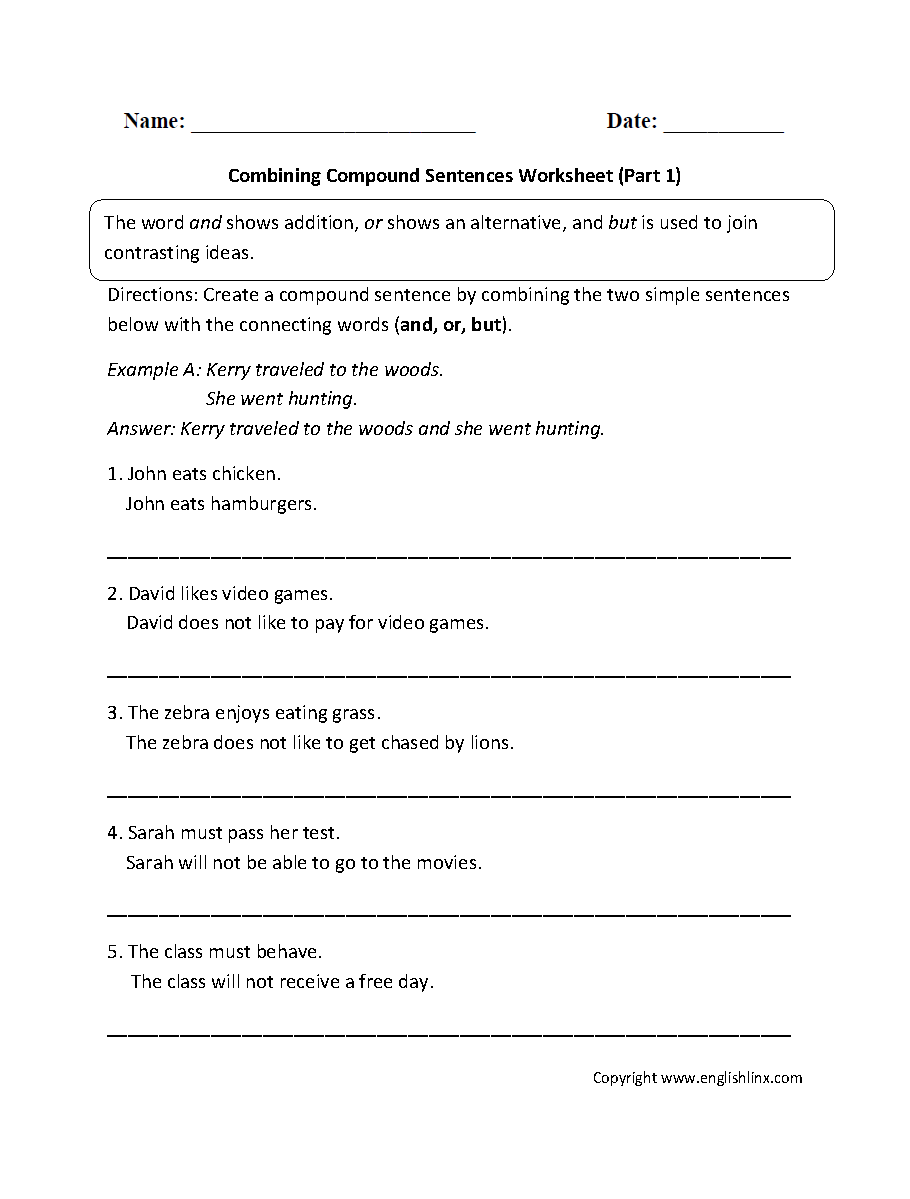 Sentences Worksheetes Compound Sentences Worksheets Sentences Worksheetes Compound Sentences Worksheets