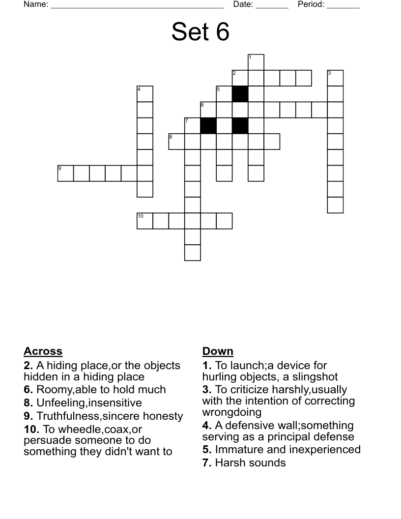 Set 6 Crossword WordMint
